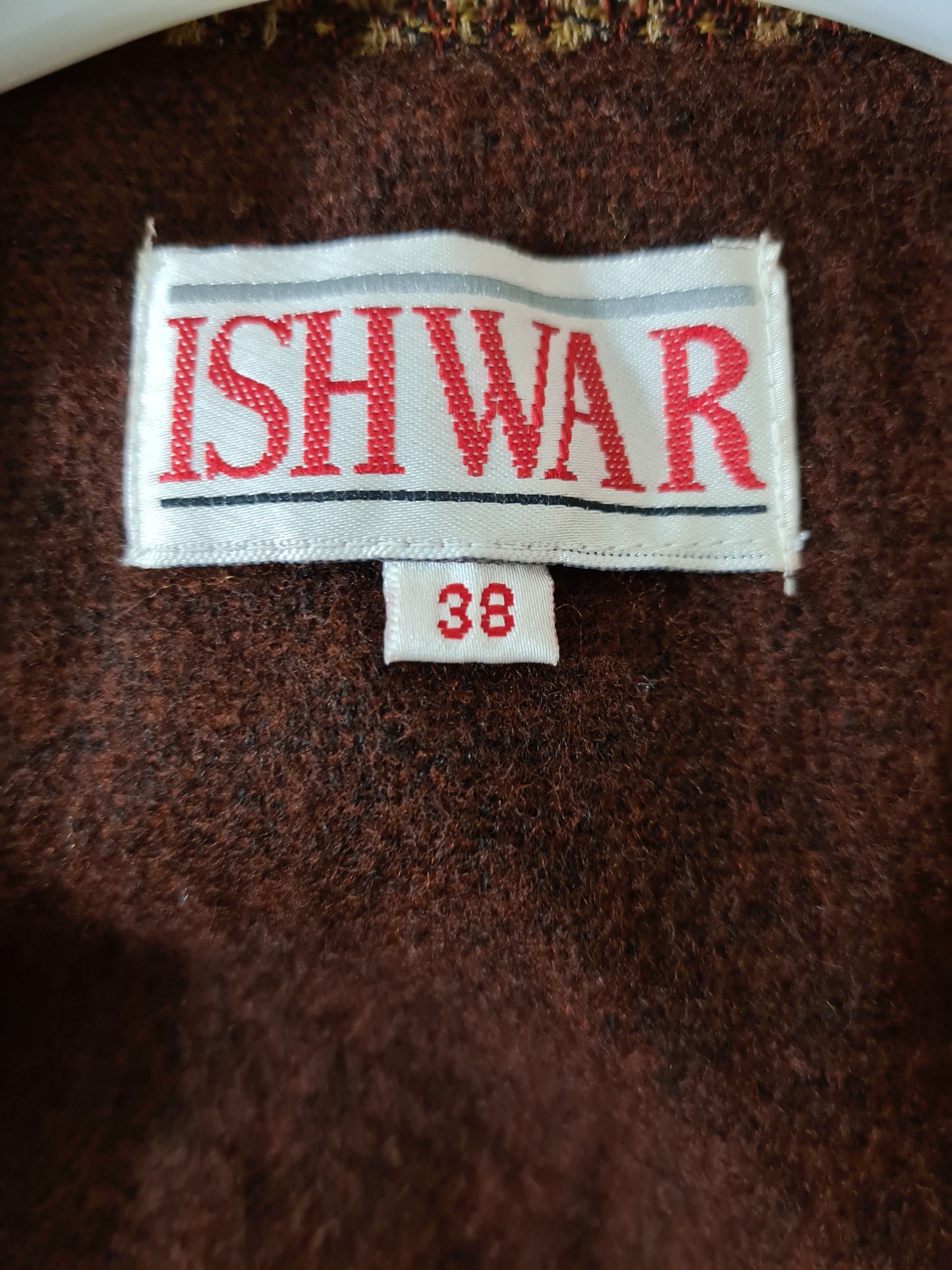 Veste marron écharpe intégrée bohème chic des années 2000 Brocante