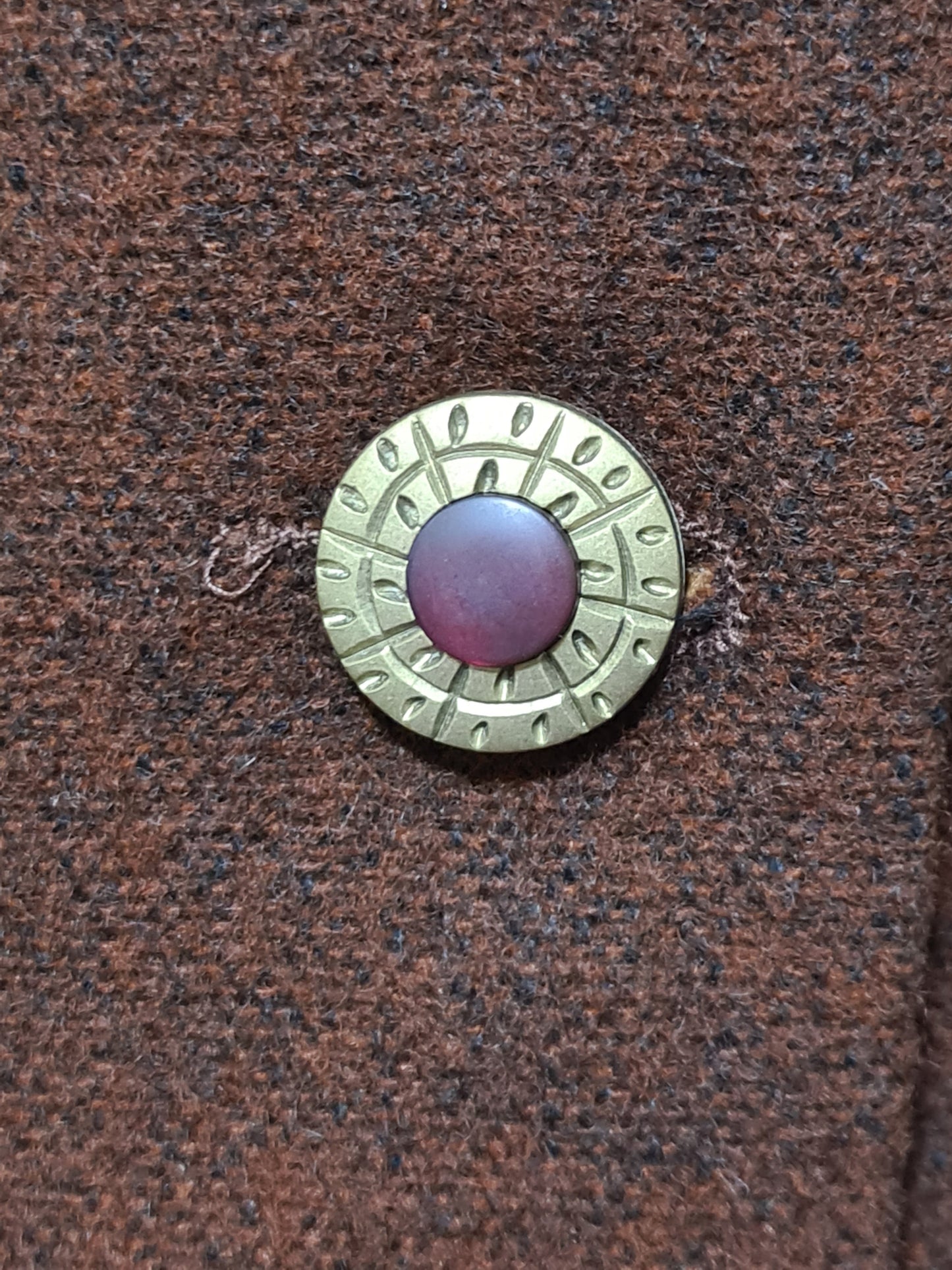 Veste marron écharpe intégrée bohème chic des années 2000 Brocante