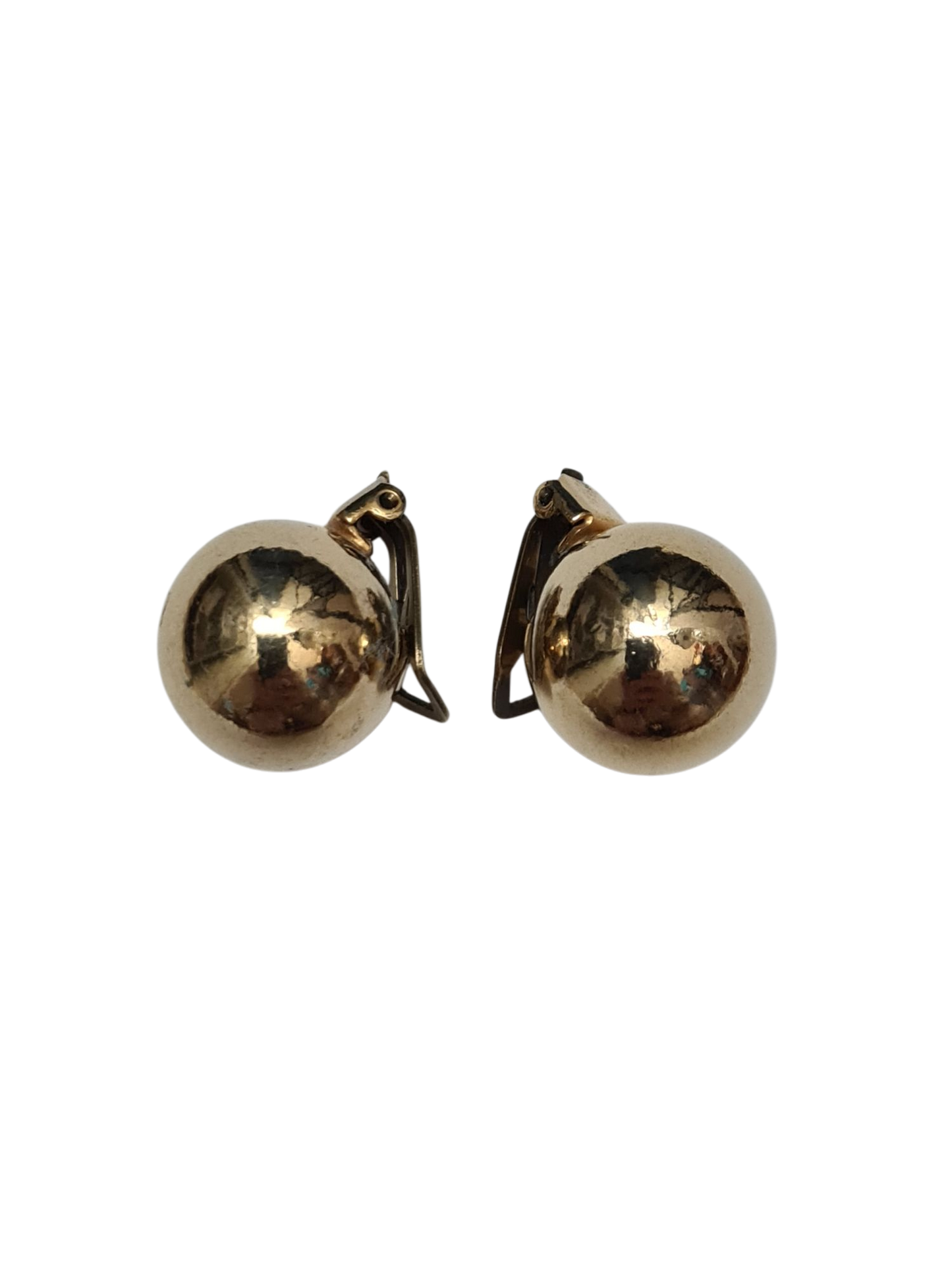 Boucles d’oreilles à clips boule dorée effet miroir des années 80 Brocante