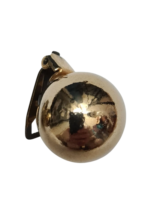 Boucles d’oreilles à clips boule dorée effet miroir des années 80 Brocante