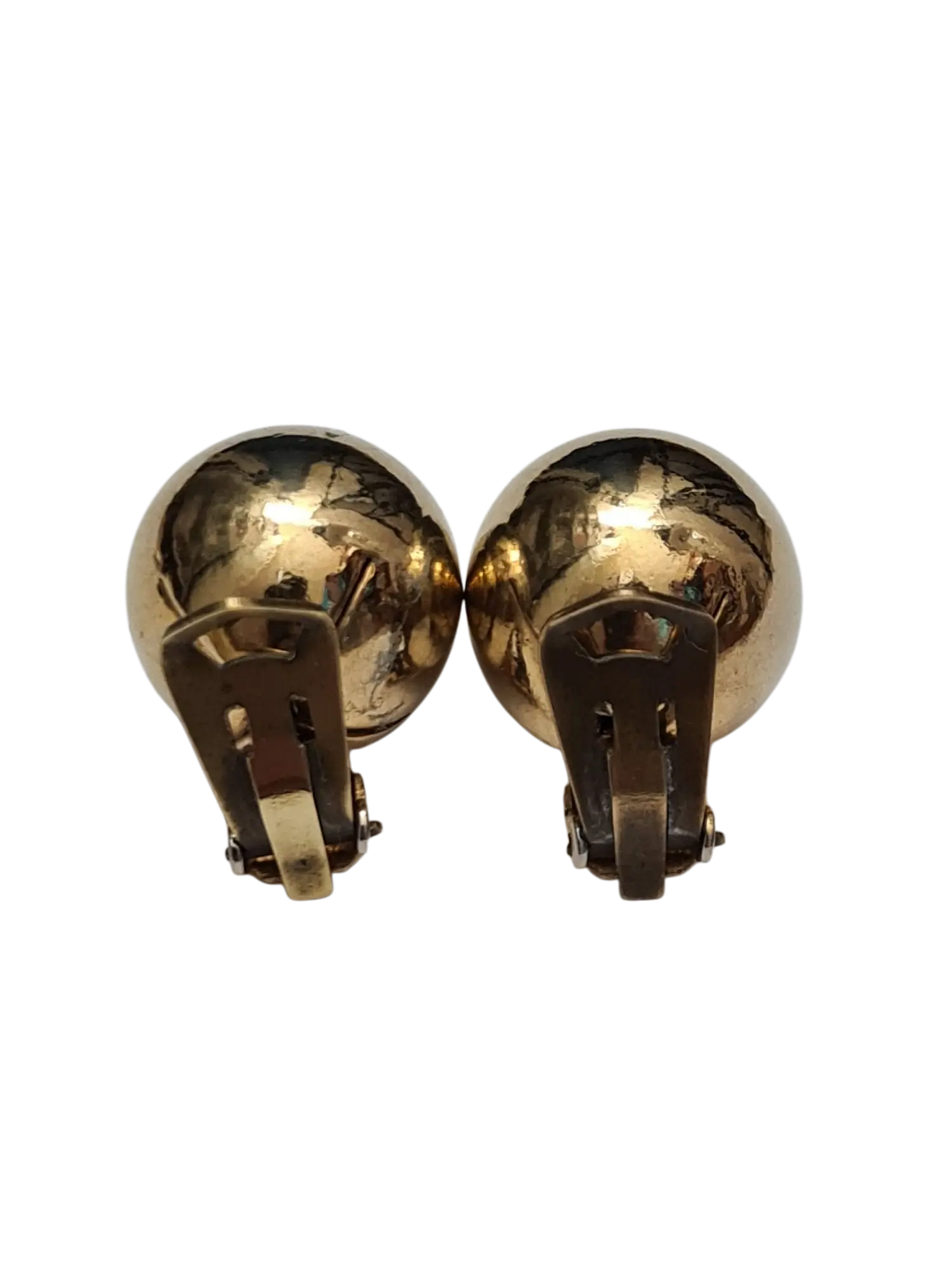 Boucles d’oreilles à clips boule dorée effet miroir des années 80 Brocante