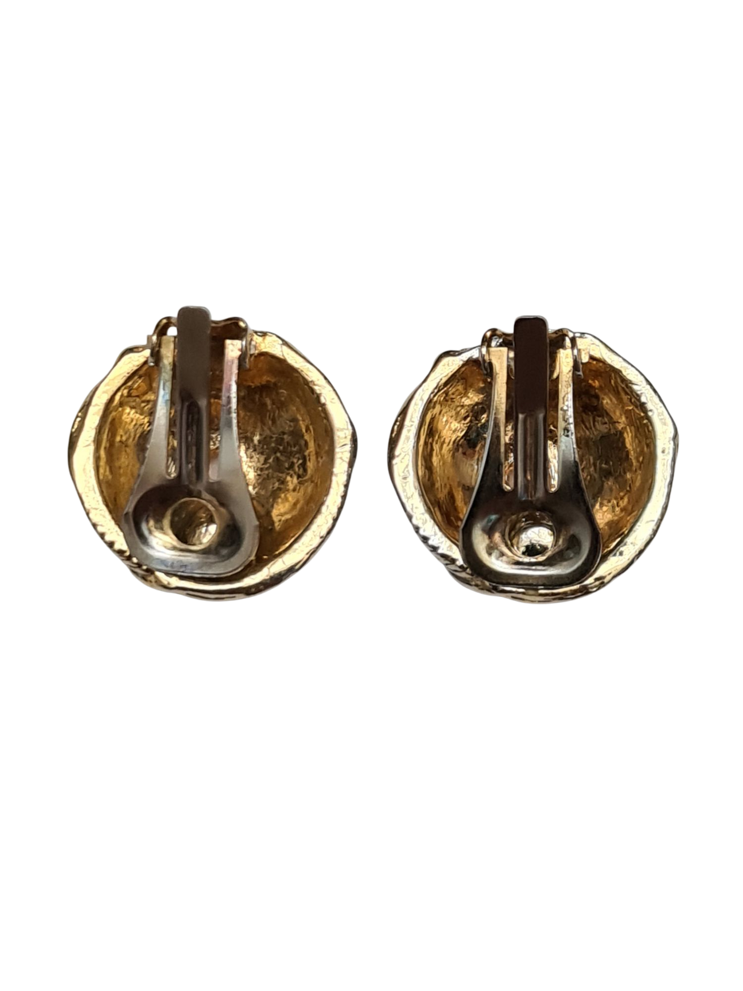 Boucles d'oreilles à clips tressées argentées en relief des années 80 Brocante