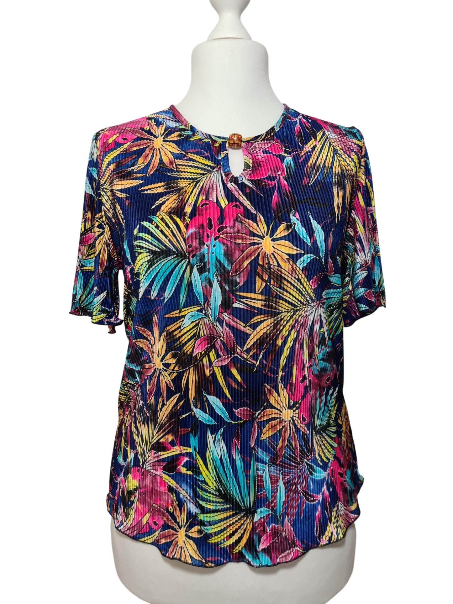 T-shirt plissé fleurs multicolore La Femme Moderne des années 2000-2010 Brocante