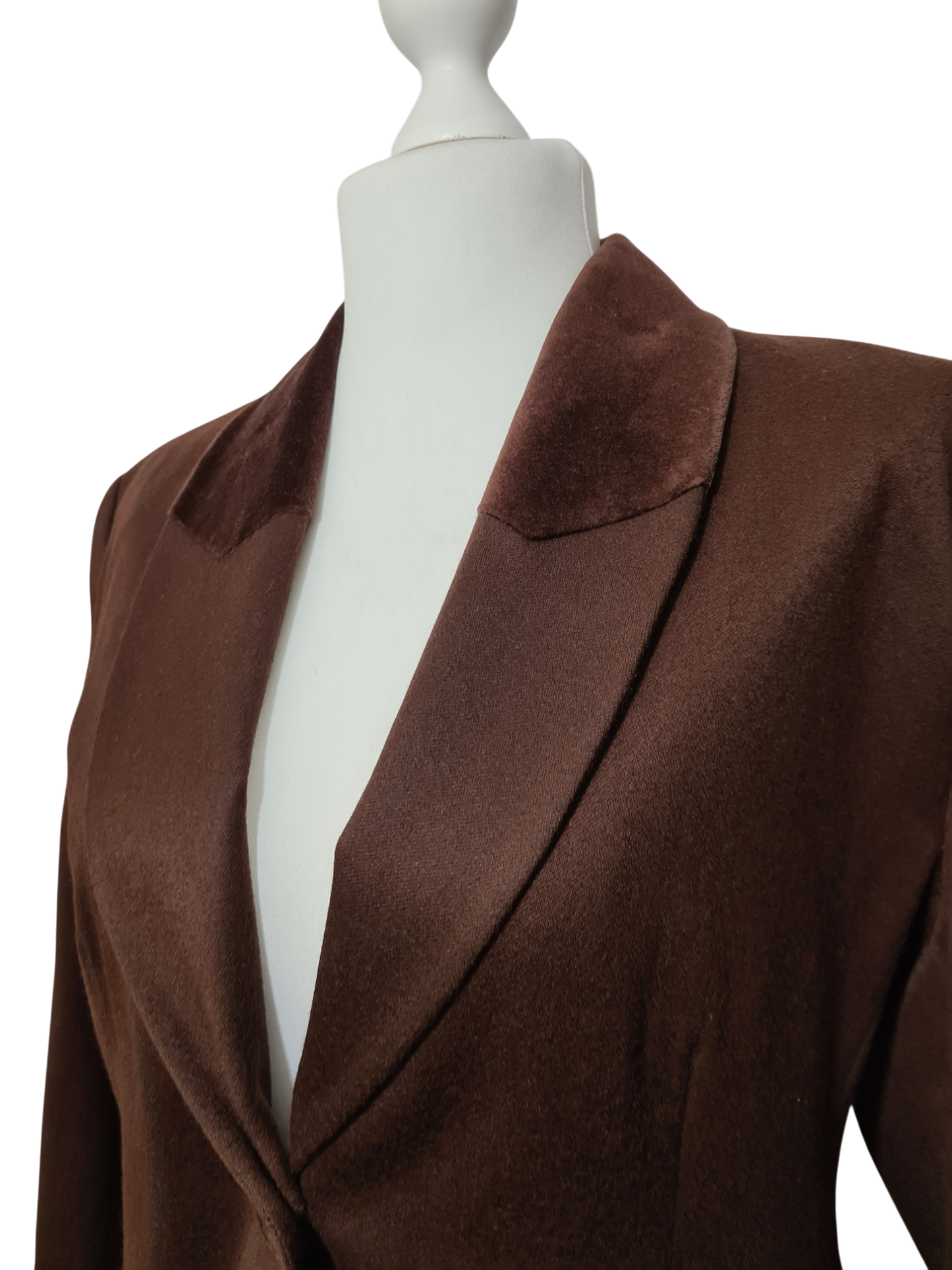 Veste marron 123 en laine vierge des années 90 Brocante
