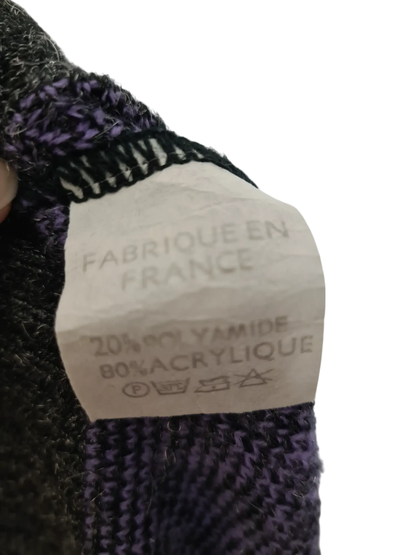 Pull ample col roulé jacquard des années 80-90 Brocante