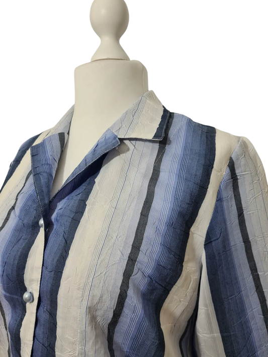 Chemisier vintage froissé rayé bleu/blanc des années 90 Aucun fournisseur