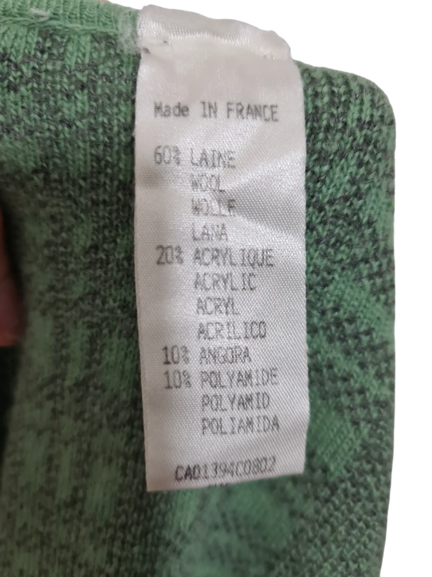 Gilet vert à motifs carreaux tartan revisité des années 80-90 Brocante