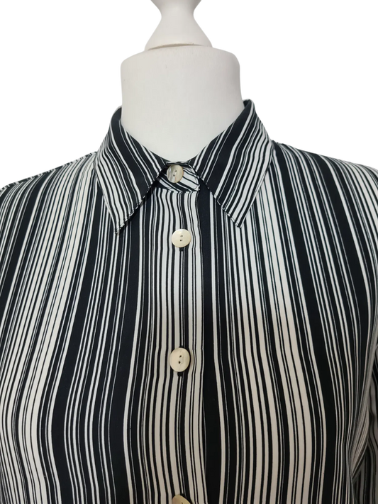 Chemisier long rayé noir et blanc des années 80-90 Aucun fournisseur