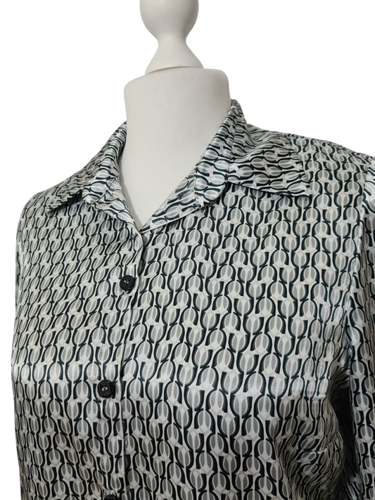 Chemisier satiné imprimé graphique des années 80-90 Aucun fournisseur