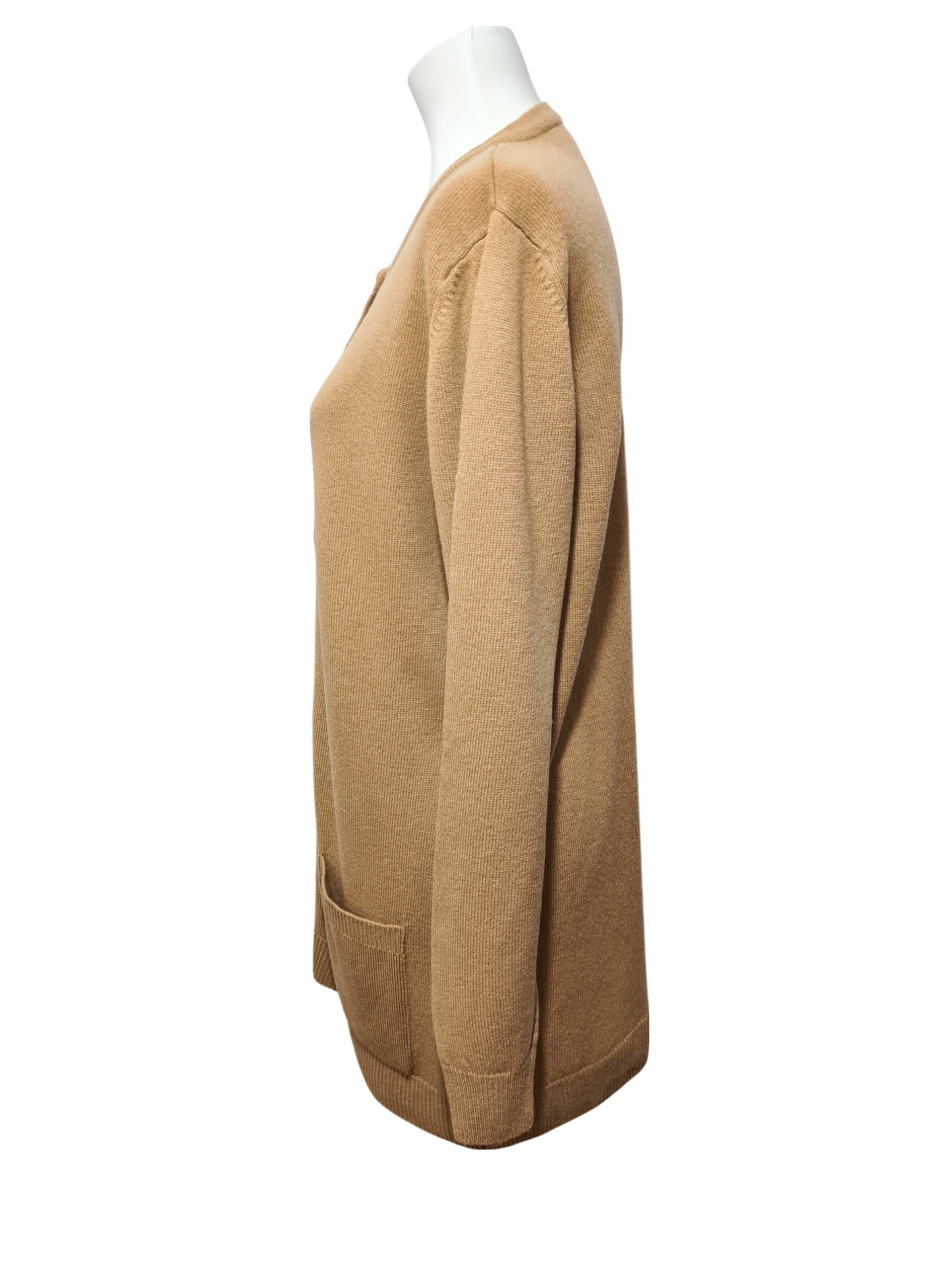 Gilet cardigan beige en laine vierge des années 90 Brocante