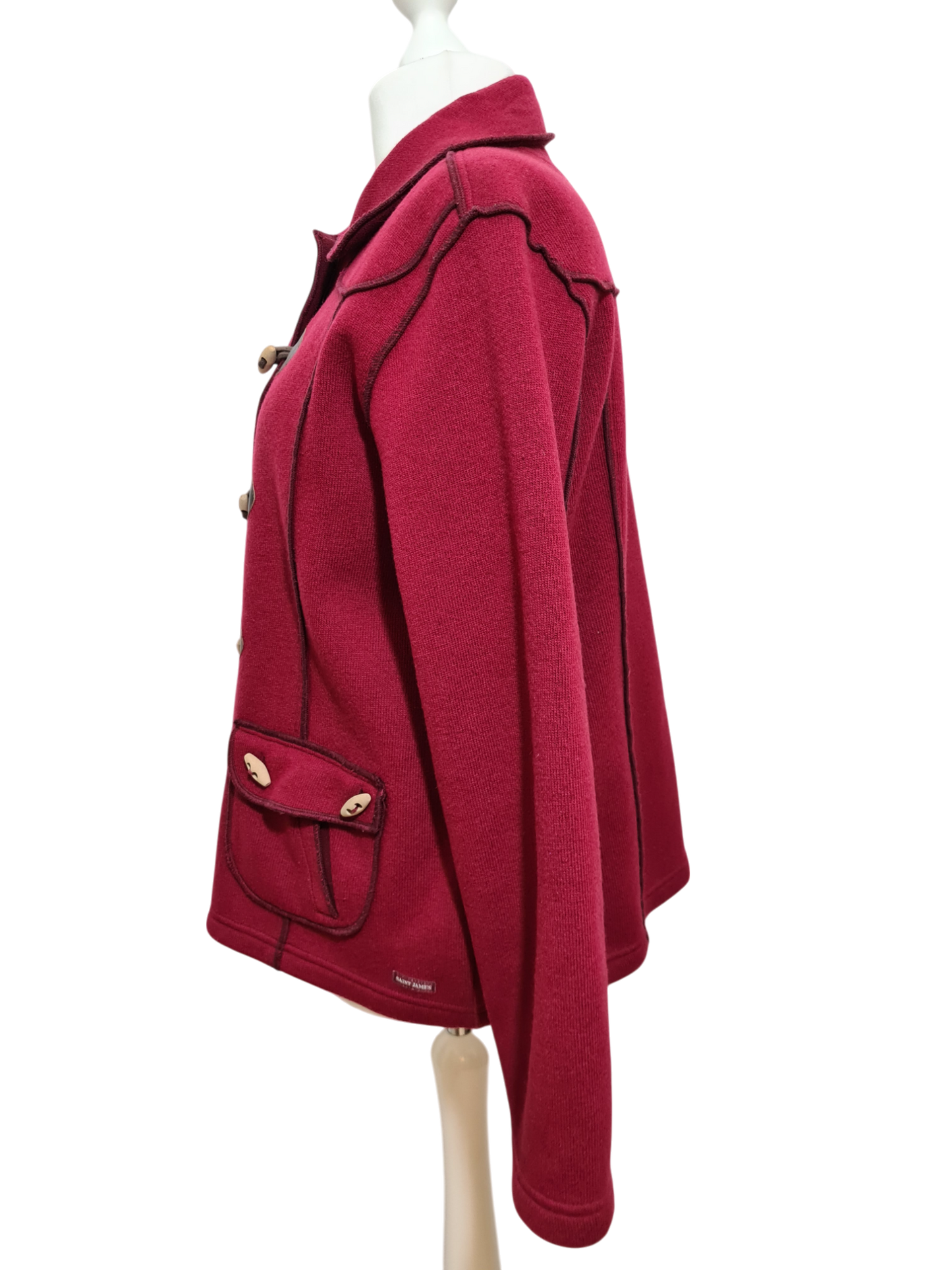 Duffle-coat bordeaux Saint James femme laine vintage chic chaud des années 90-2000 Brocante