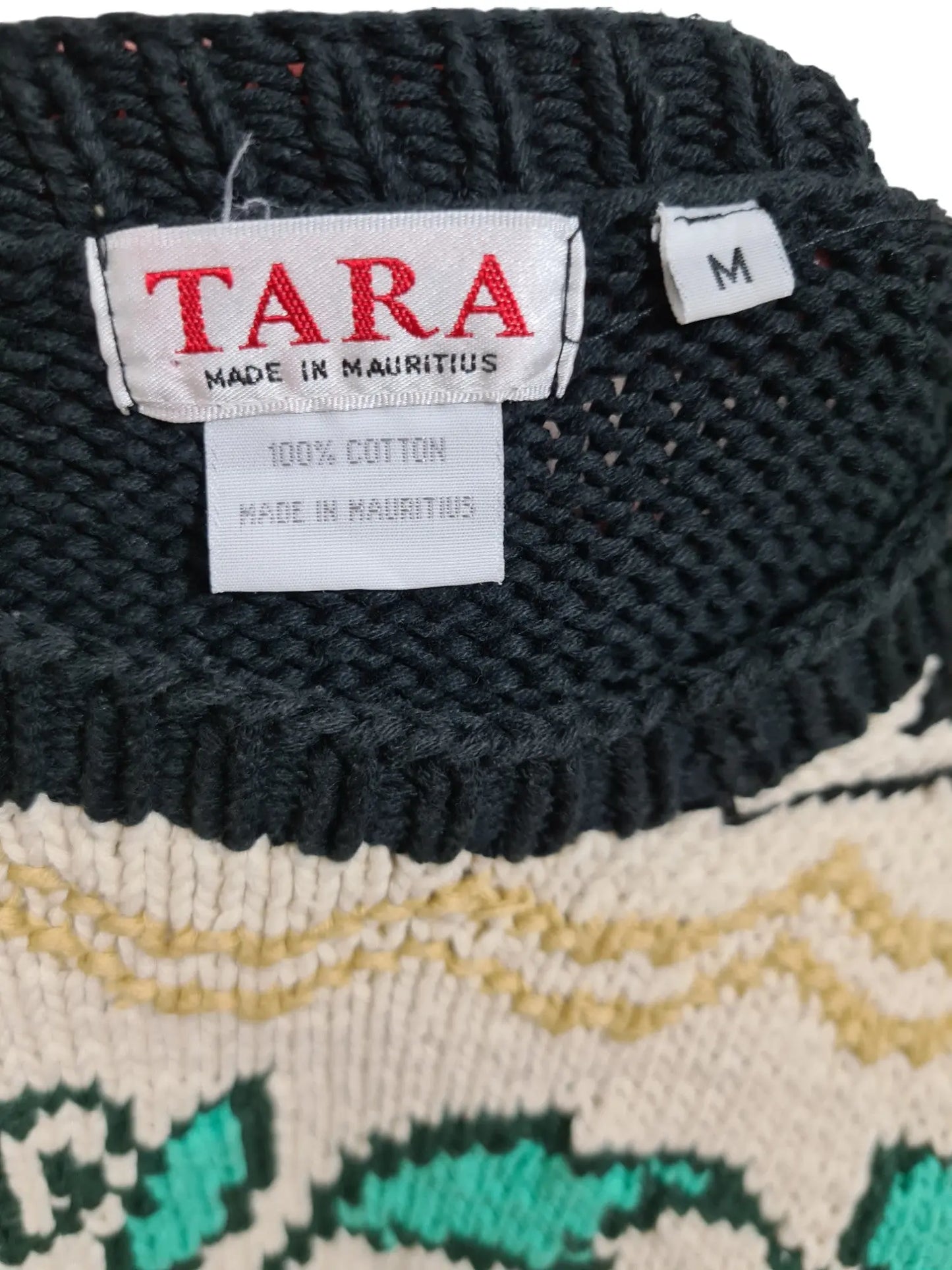 Pull long fleuri Tara vintage 80s coton oversize femme Brocante