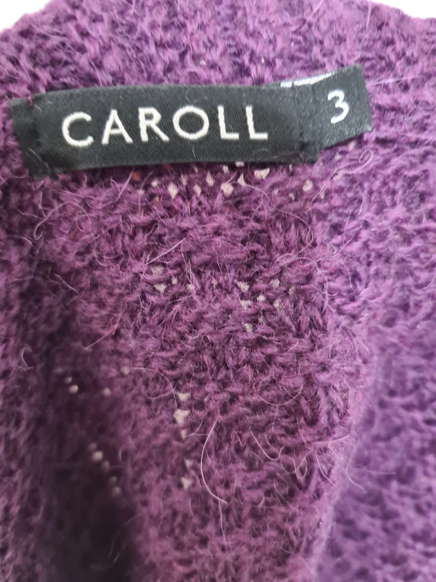 Boléro violet Caroll femme laine alpaga fabriqué Italie chic des années 90-2000 Brocante
