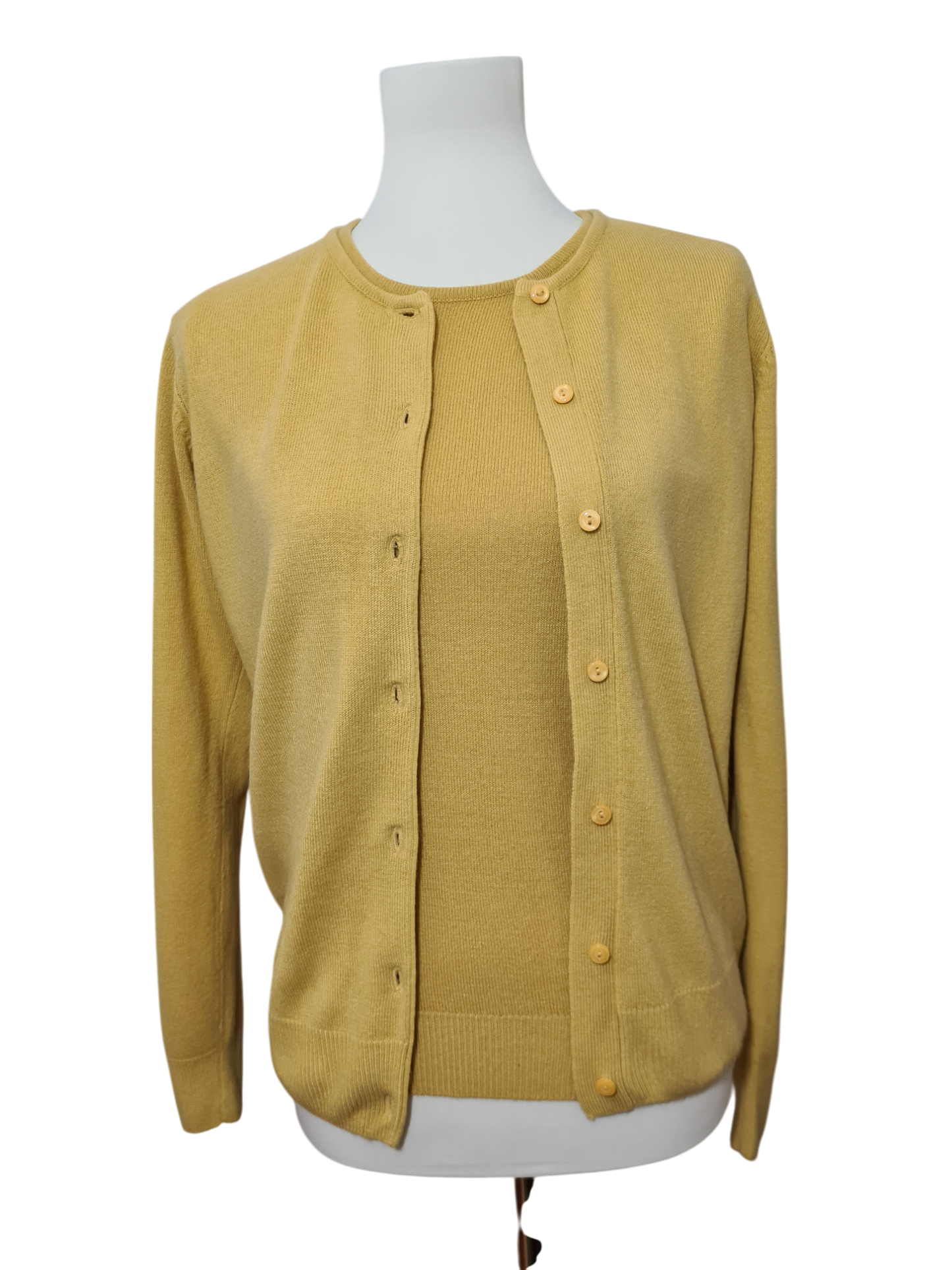 Twin-set jaune vintage femme cardigan & pull rétro 90s Brocante