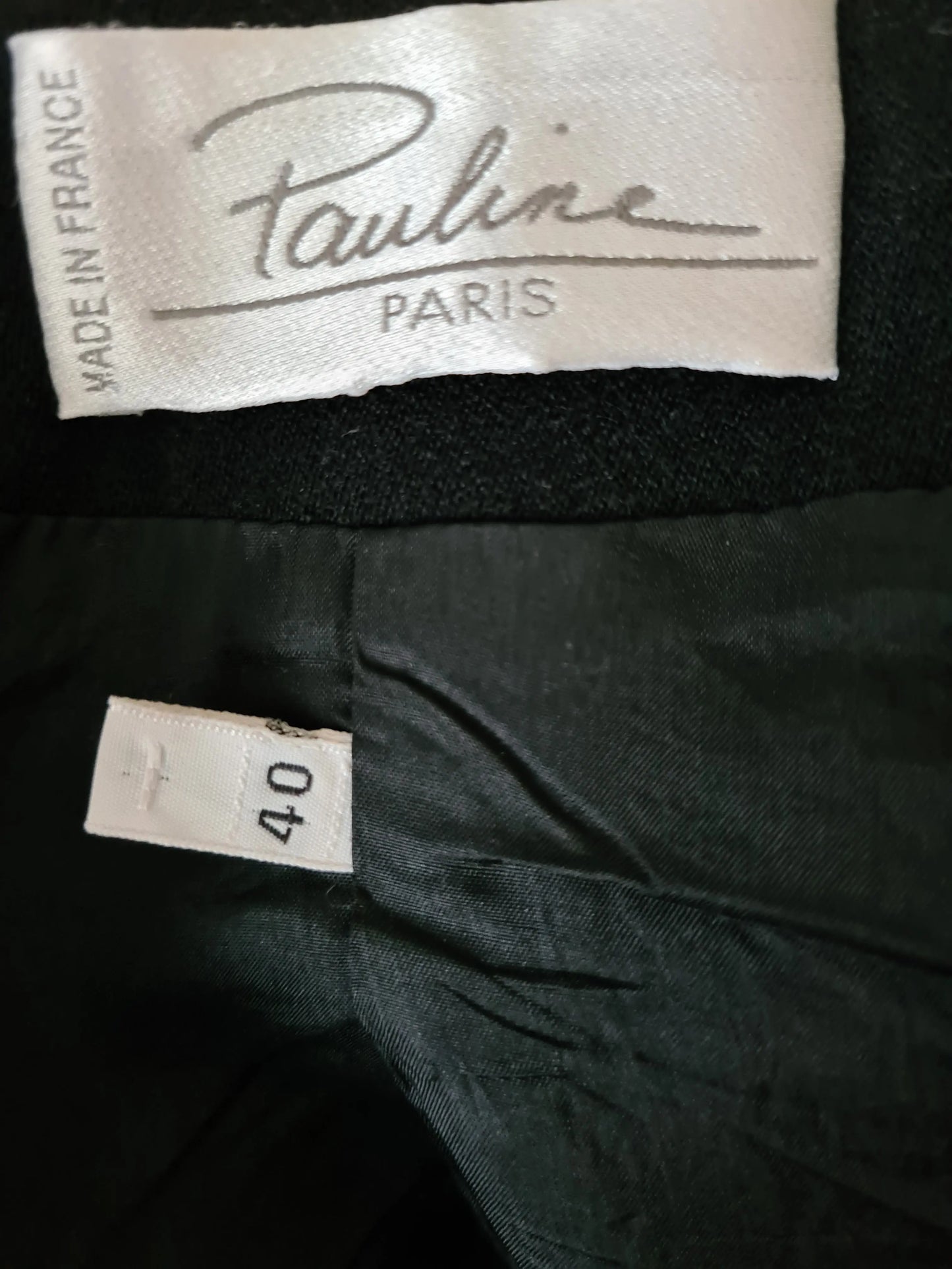 Veste noire vintage 80s Pauline Paris cintrée made in France Brocante