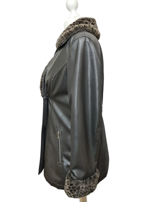 Manteau vintage simili cuir & fausse fourrure Square de Paris Brocante