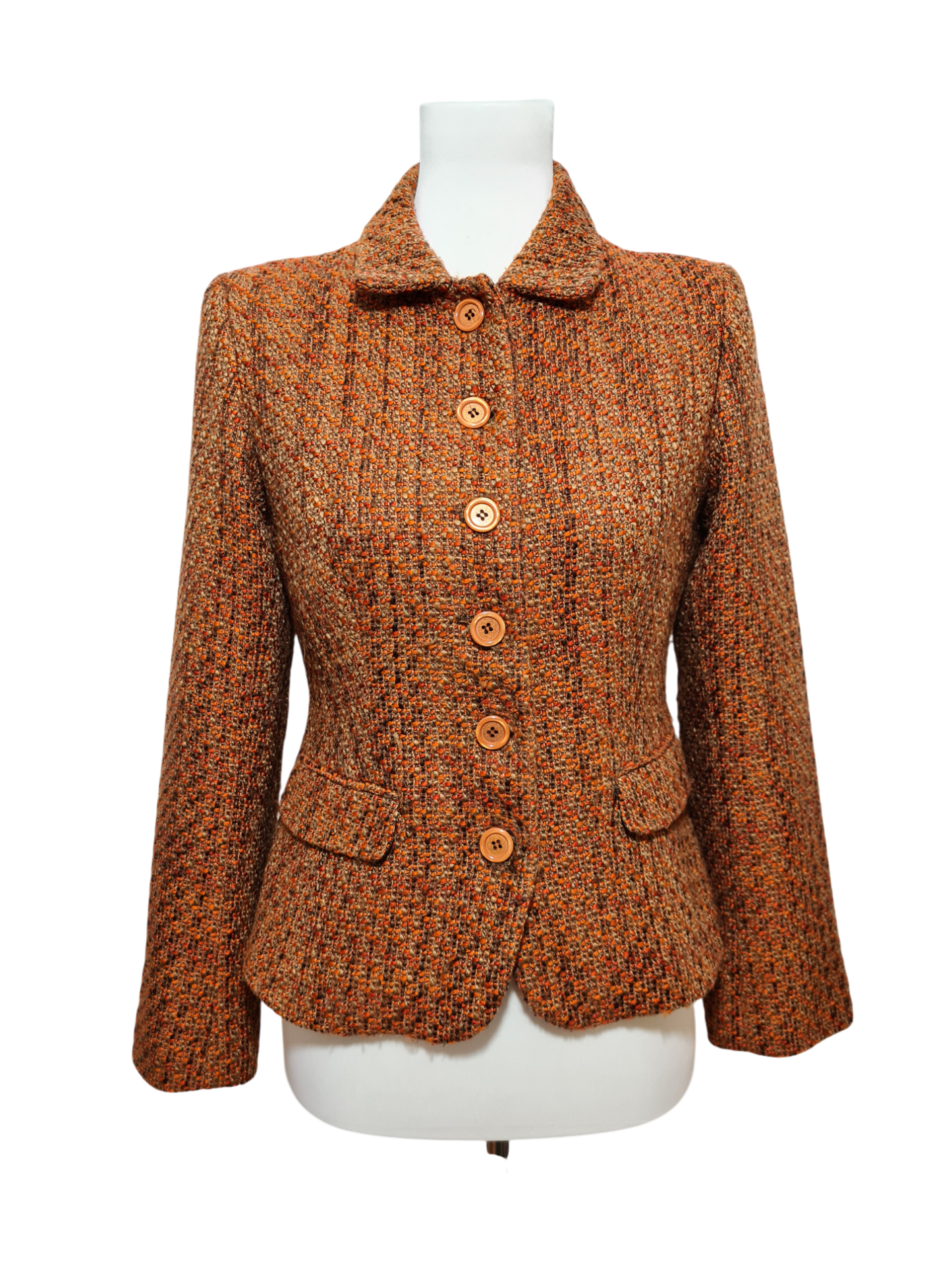 Veste tweed vintage Arlice Paris orange made in France Brocante