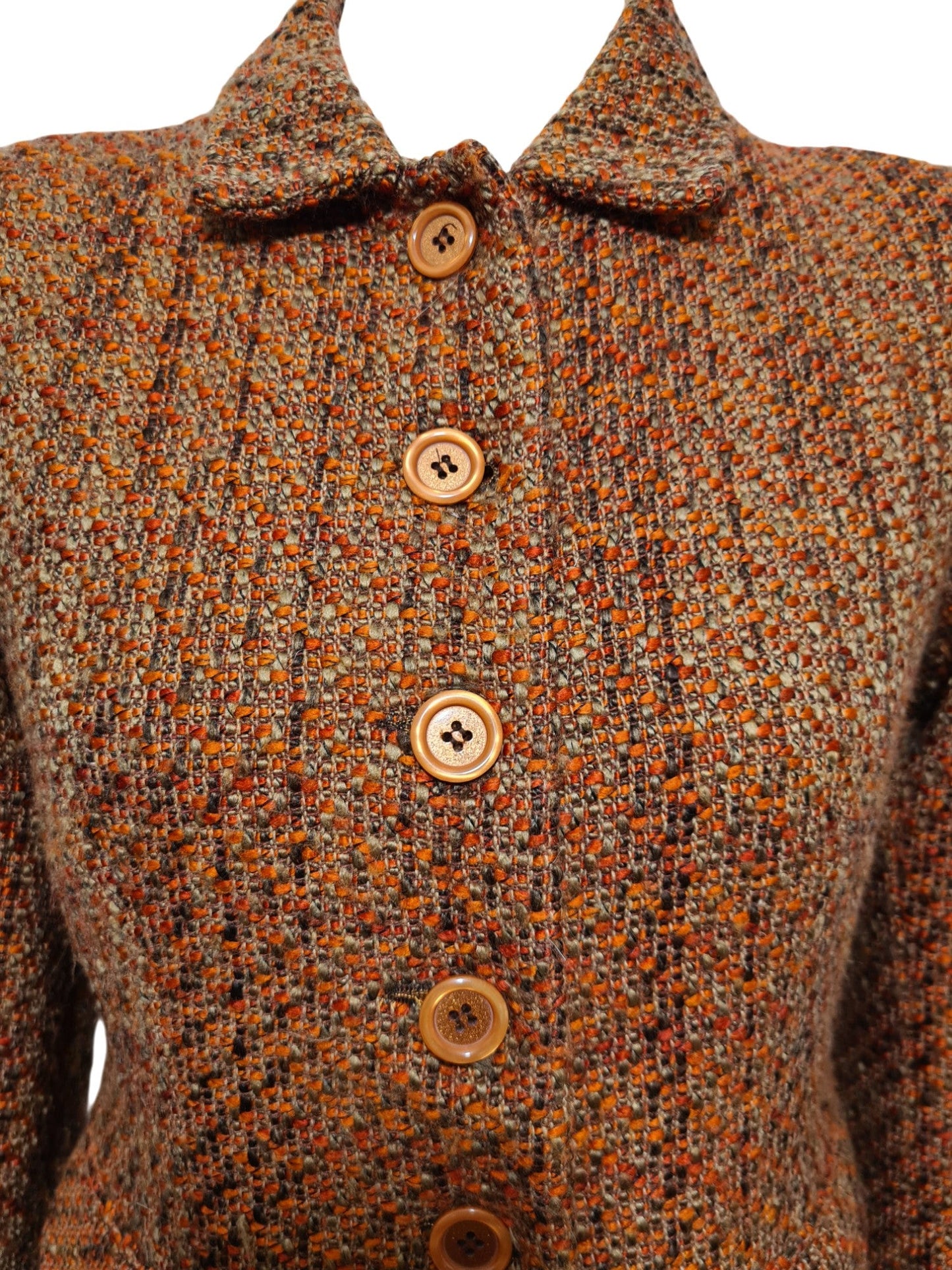 Veste tweed vintage Arlice Paris orange made in France Brocante
