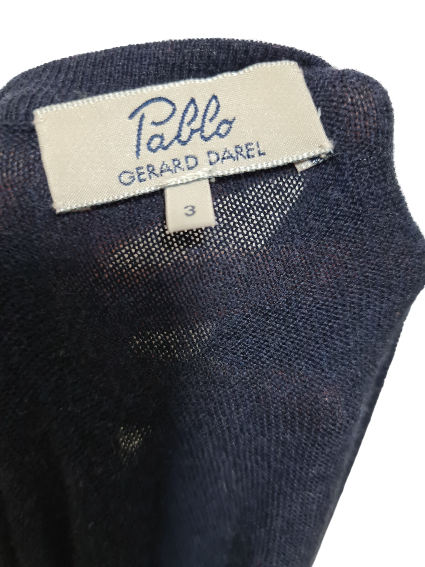 Cardigan bleu marine coton Pablo Gérard Darel sequins des années 2000 EMMAUS