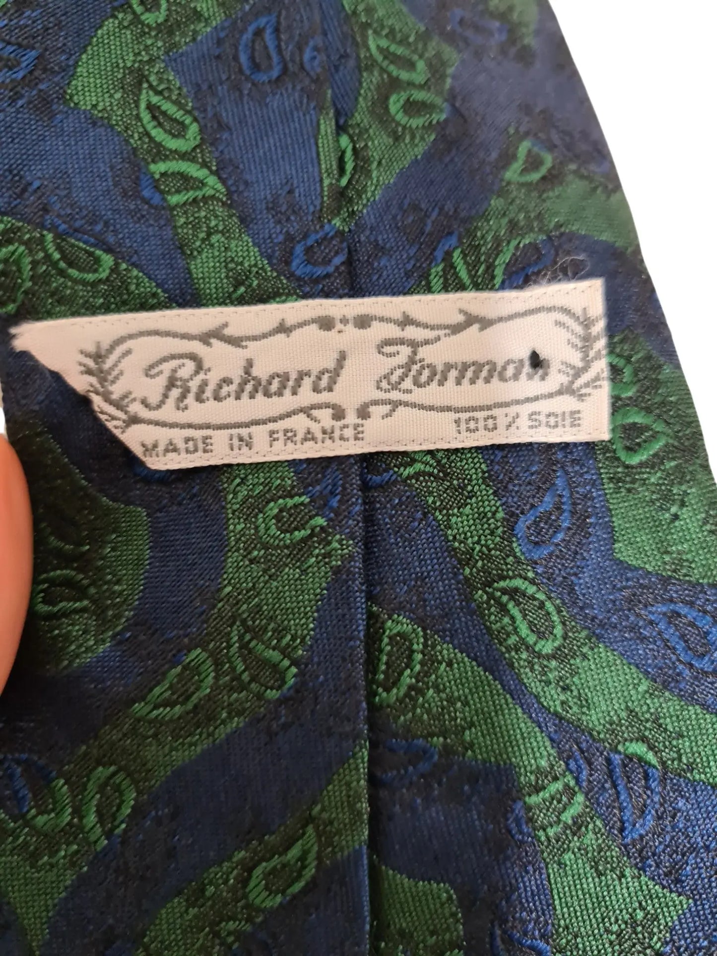 Cravate vintage soie Richard Forman made in France motif cachemire EMMAUS