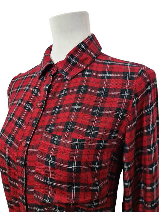 Chemise longue femme Jennyfer carreaux rouge noir taille S