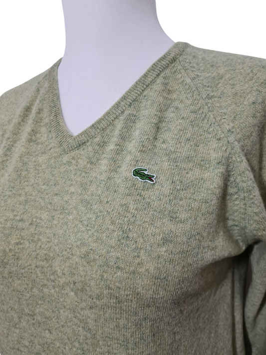 Pull col V Lacoste femme laine d’agneau T.40 (vintage made in Spain)