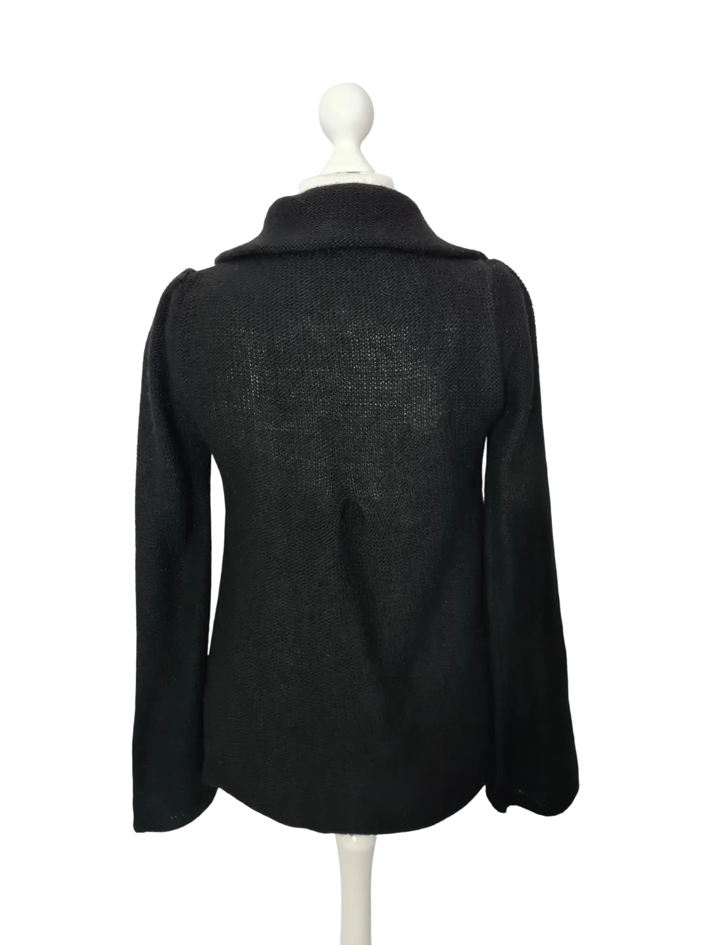 Pull noir à boutons T.XXL mohair laine made in Italy vintage 90s