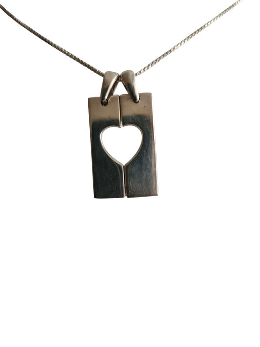 Collier argent 925 pendentif cœur moderne minimaliste