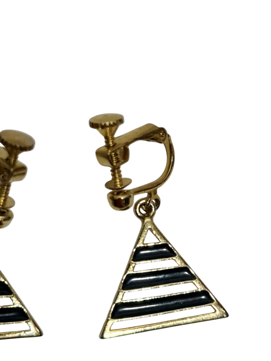 Boucles d’oreilles vintage clip doré triangle années 70