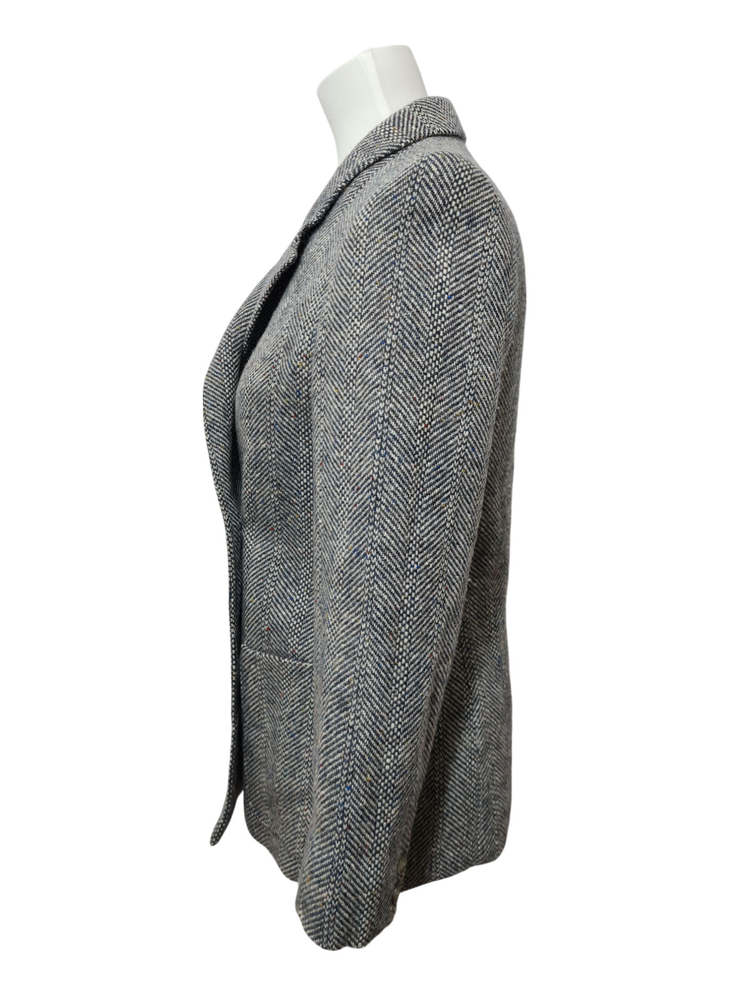 Veste grise croisée en laine vierge des années 70-80 Brocante