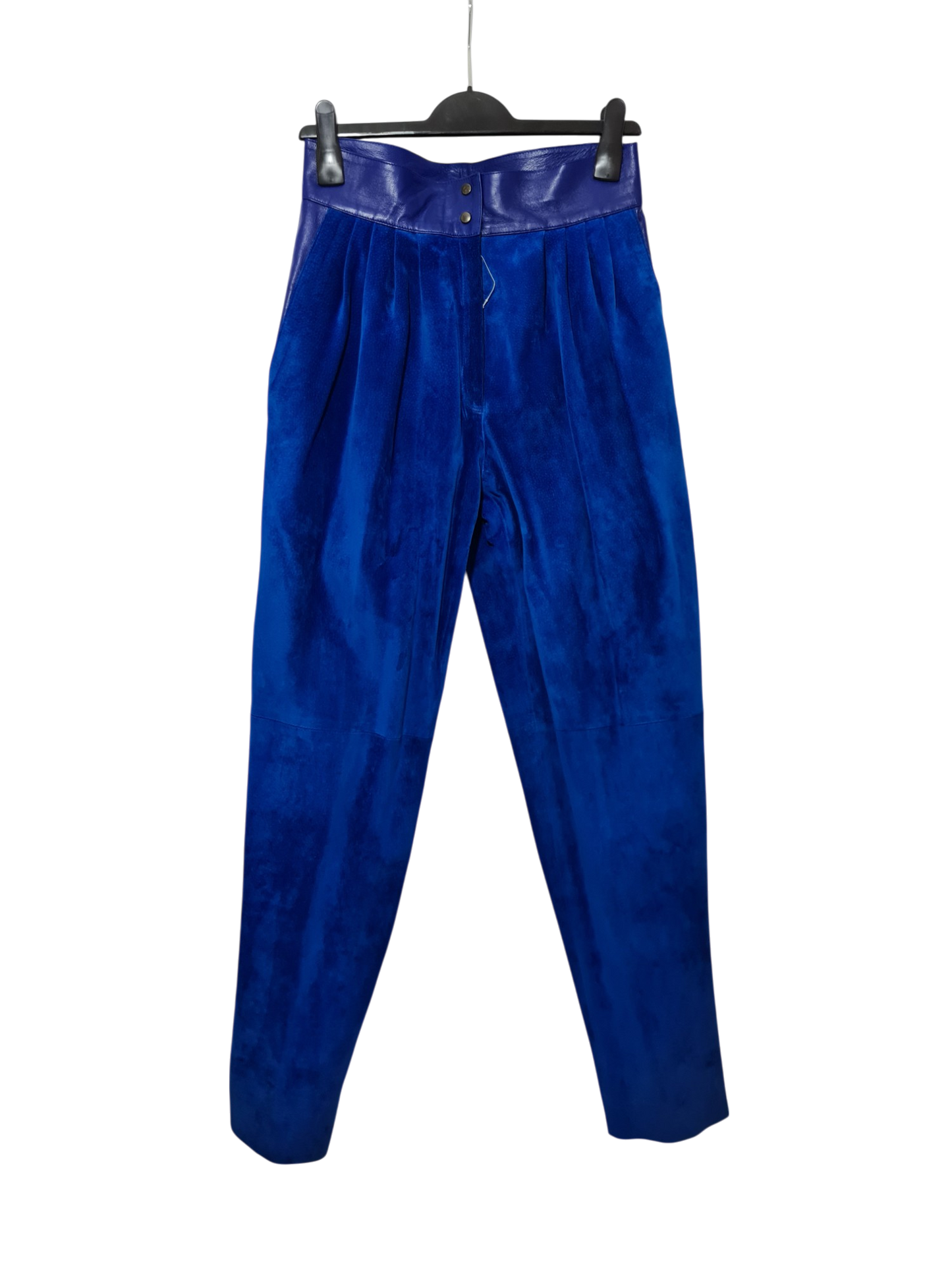 Ensemble femme en cuir bleu électrique des années 80 EMMAUS