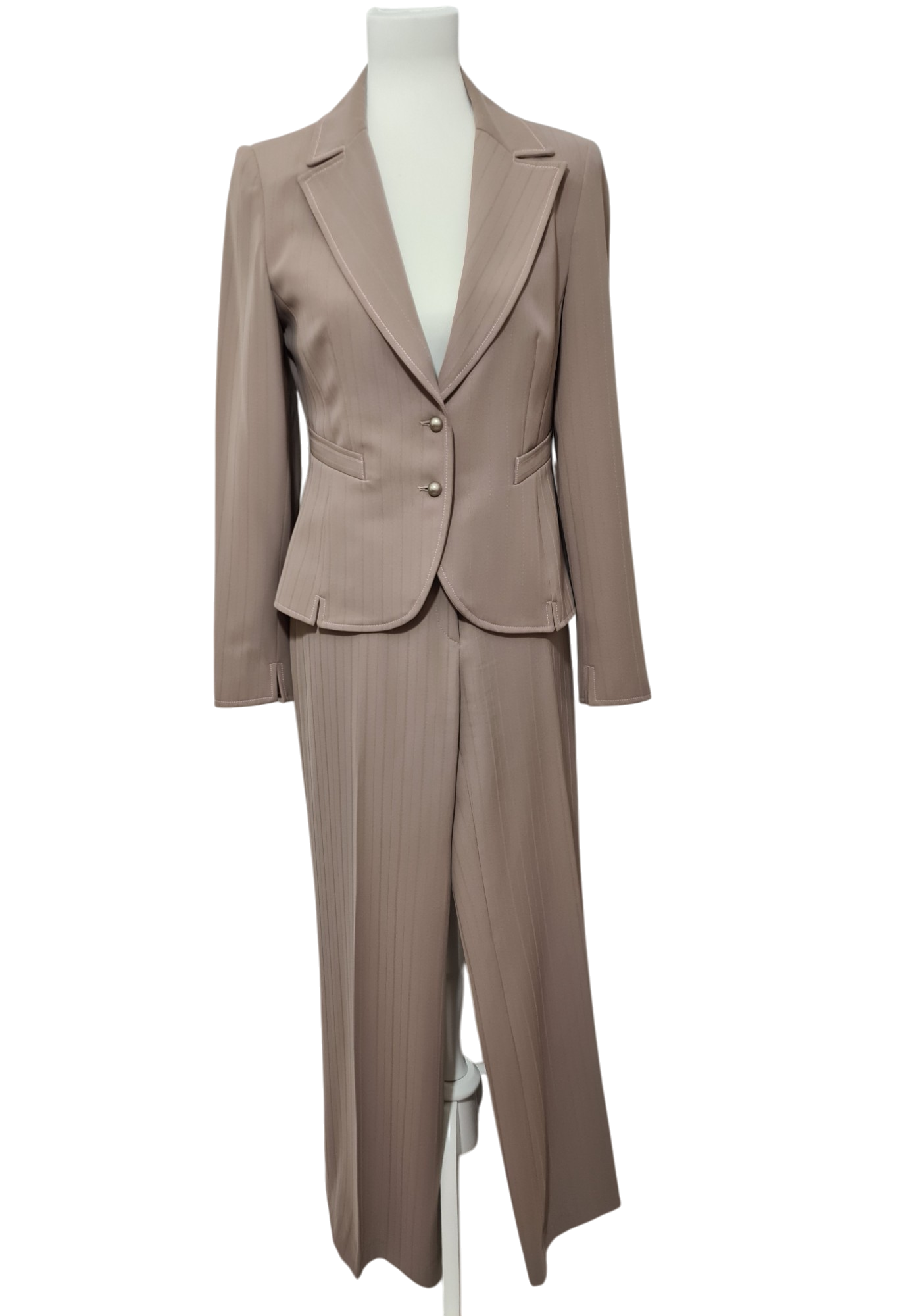 Tailleur veste et pantalon fluide taupe rosé des années 90-2000 EMMAUS