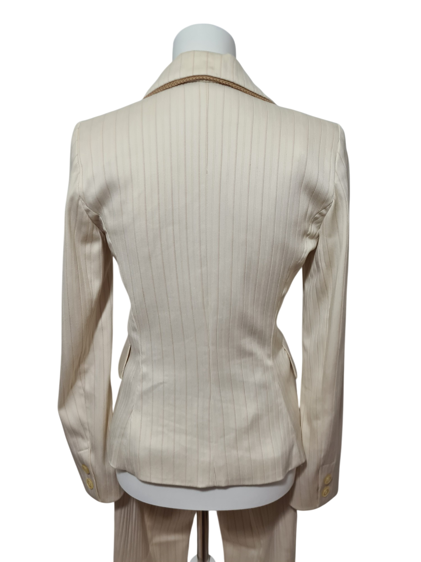 Tailleur veste pantalon rayé crème des années 2000 EMMAUS
