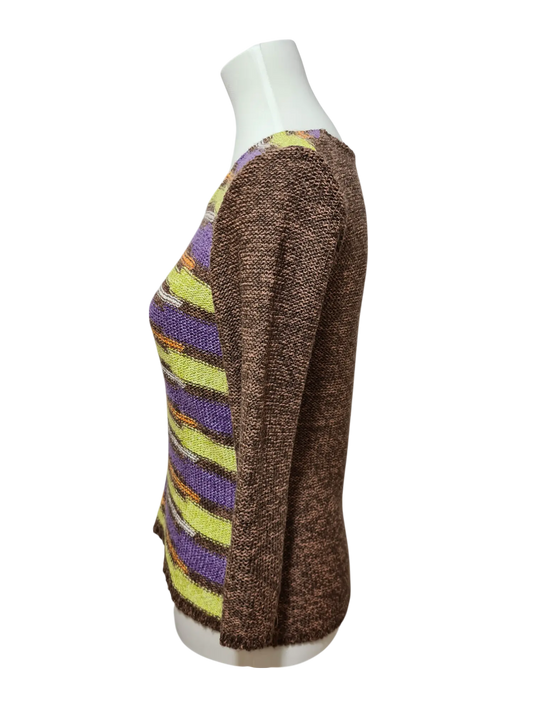 Pull en maille rayé manches 3/4 Armand Thiery des années 2000 EMMAUS