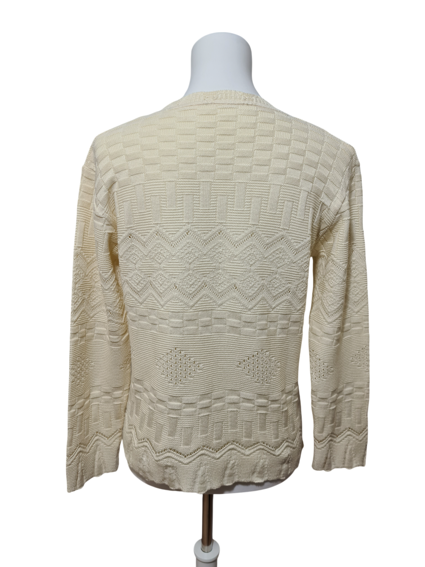 Pull crème en tricot texturé des années 80-90 EMMAUS