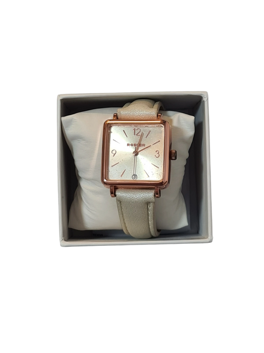 Montre Rodier quartz femme rose doré cadran carré
