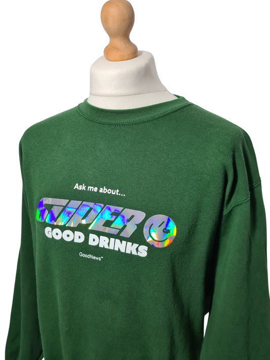 Sweat vintage vert Super Good Drinks Fruit of the Loom L