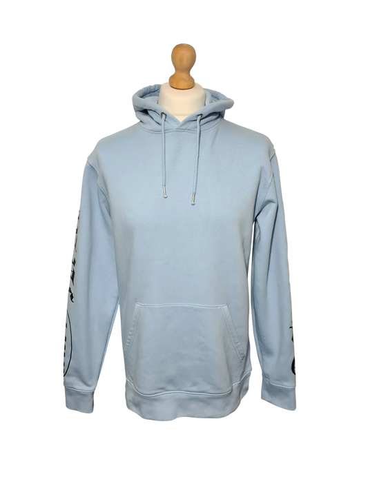 Hoodie In Art We Trust bleu photo dos coton bio L Marché de Montreuil