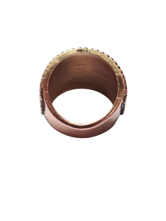 Bague vintage femme cabochons cuivre T54