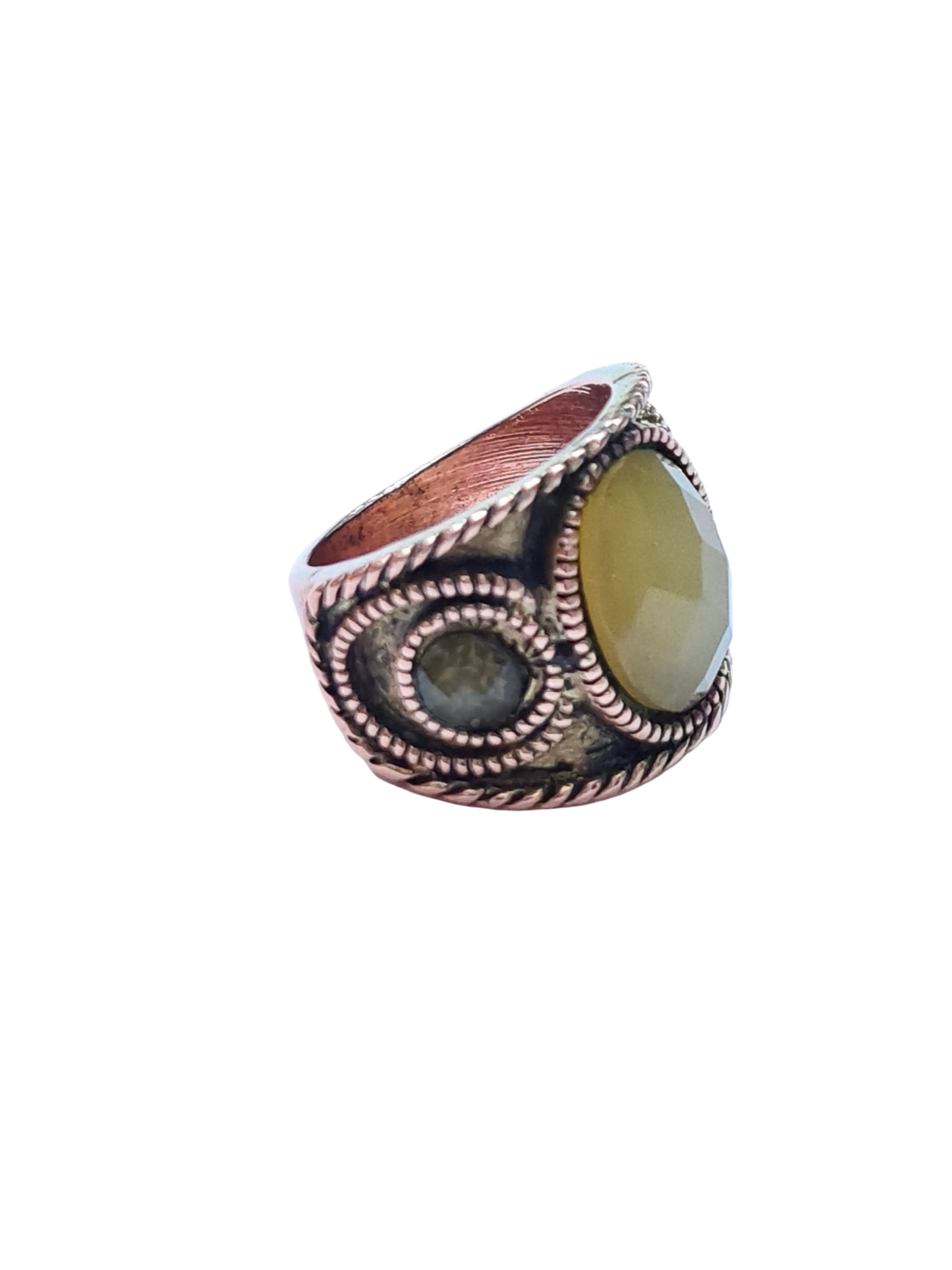 Bague vintage femme cabochons cuivre T54