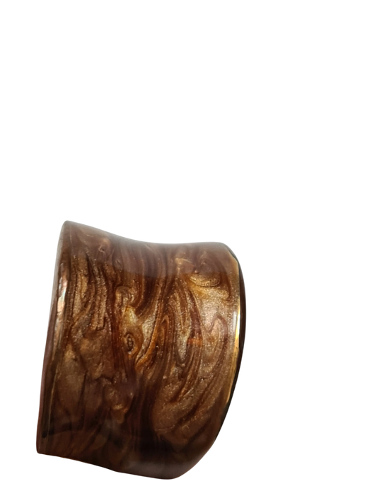 Bague vintage résine marbrée marron doré T54