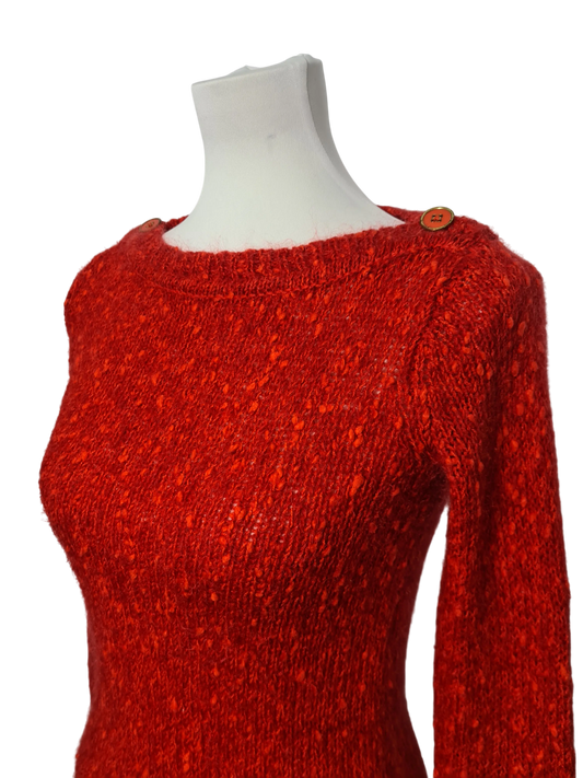 Pull rouge Kookaï mohair laine vintage T0 XS