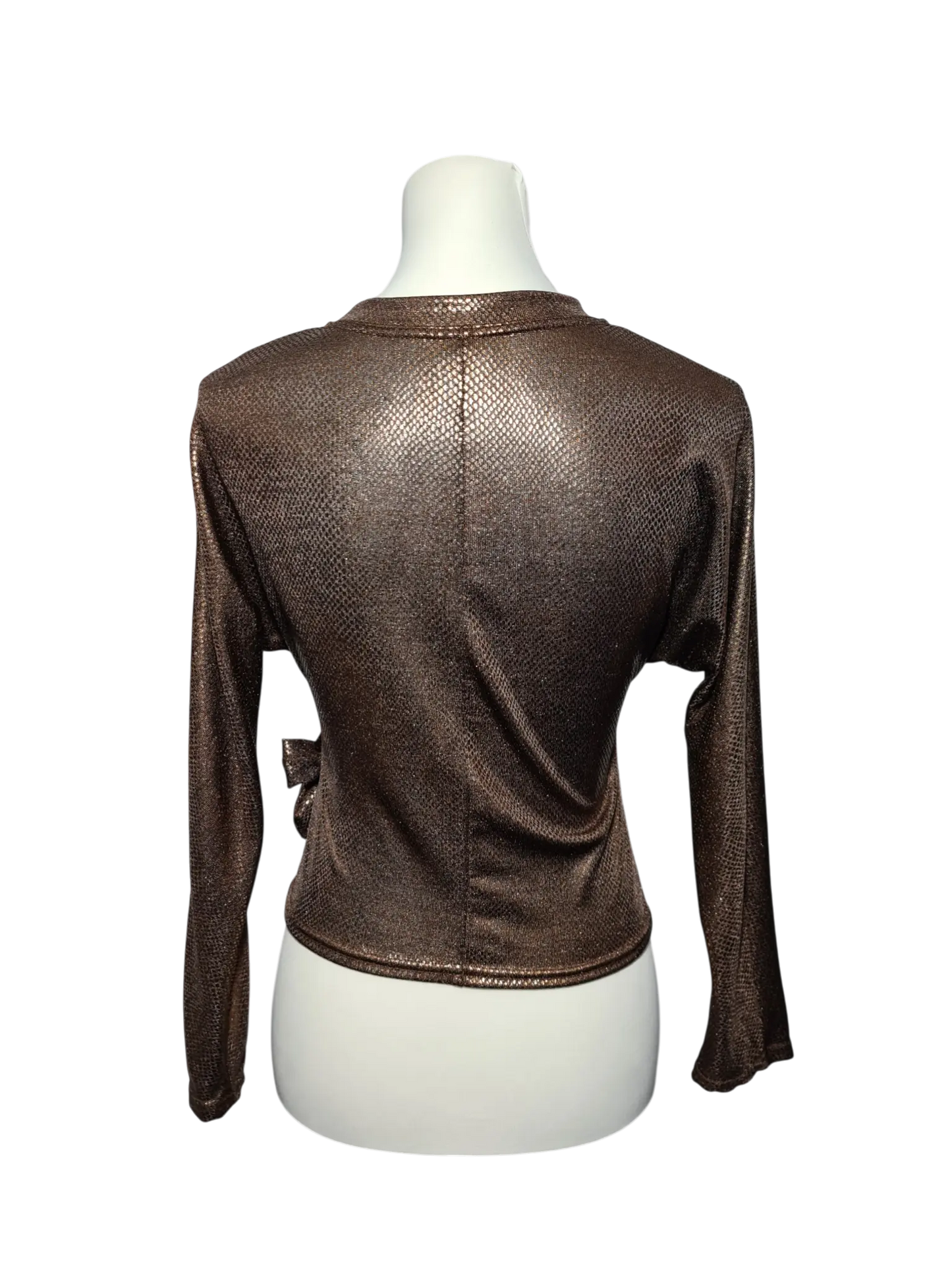 Top brillant vintage marron noué Made in France