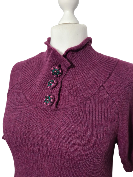 Robe pull laine violette maElla L manches courtes