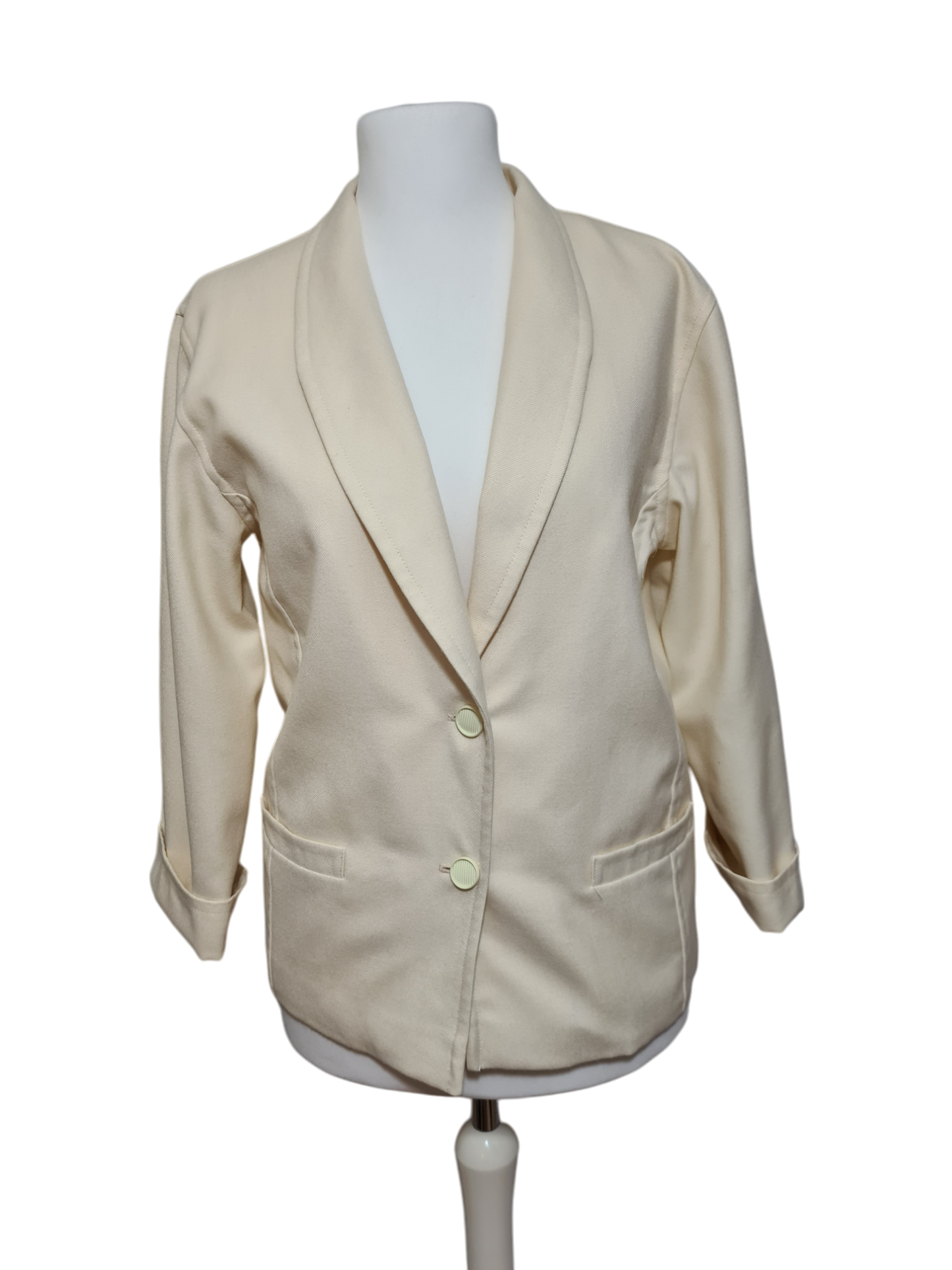 Blazer femme blanc cassé en laine vierge taille 38 des années 80/90 EMMAUS
