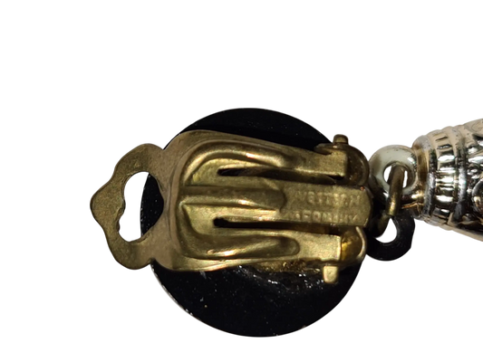 Boucles d'oreilles clips vertes design Art Déco Western Germany des années 50-70 EMMAUS