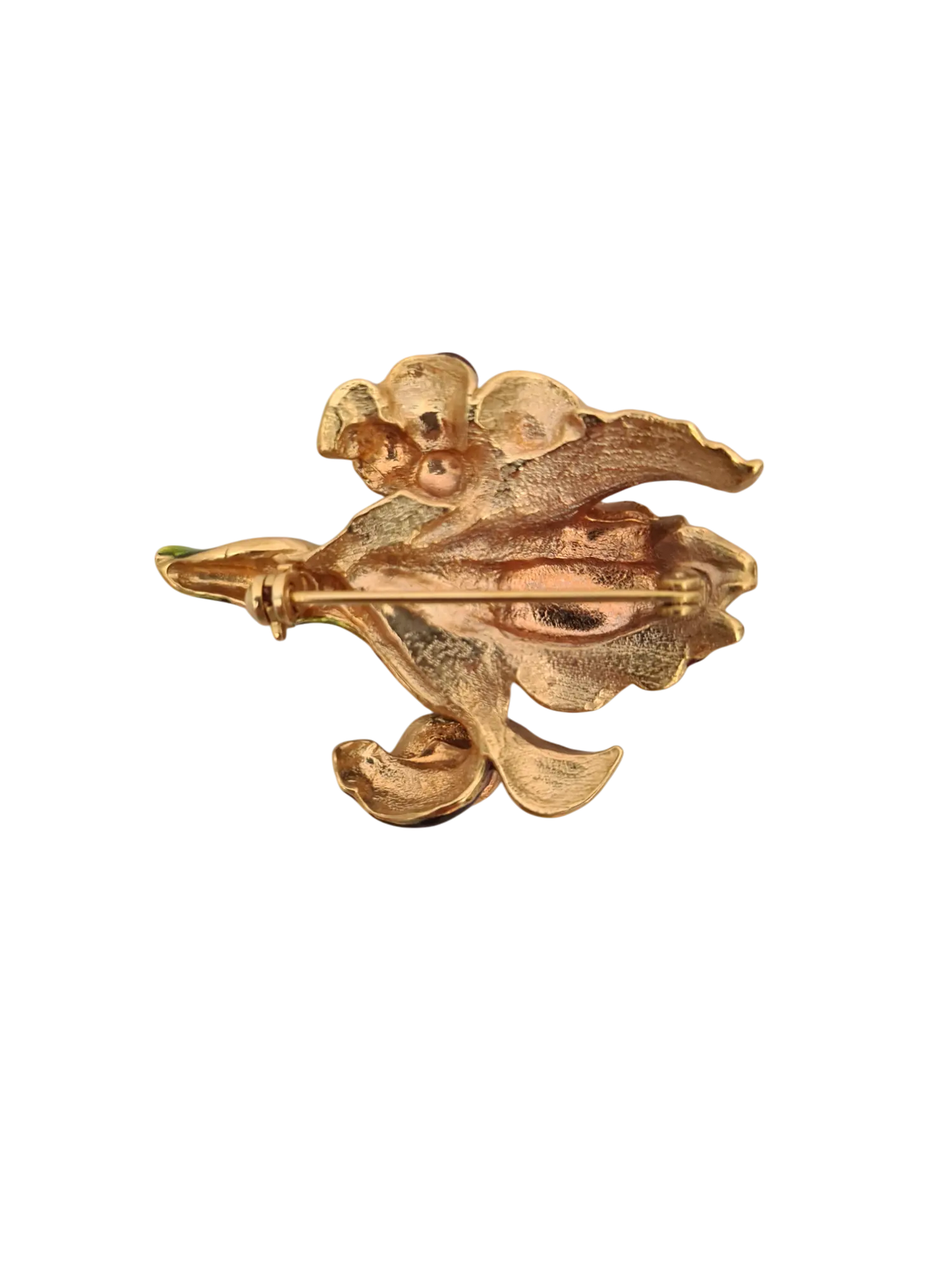 Broche dorée florale émaillée des années 50/70 EMMAUS