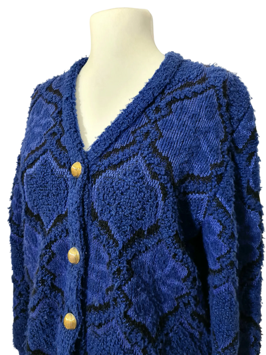 Cardigan long femme bleu Pierre Cardin vintage des années 80 EMMAUS