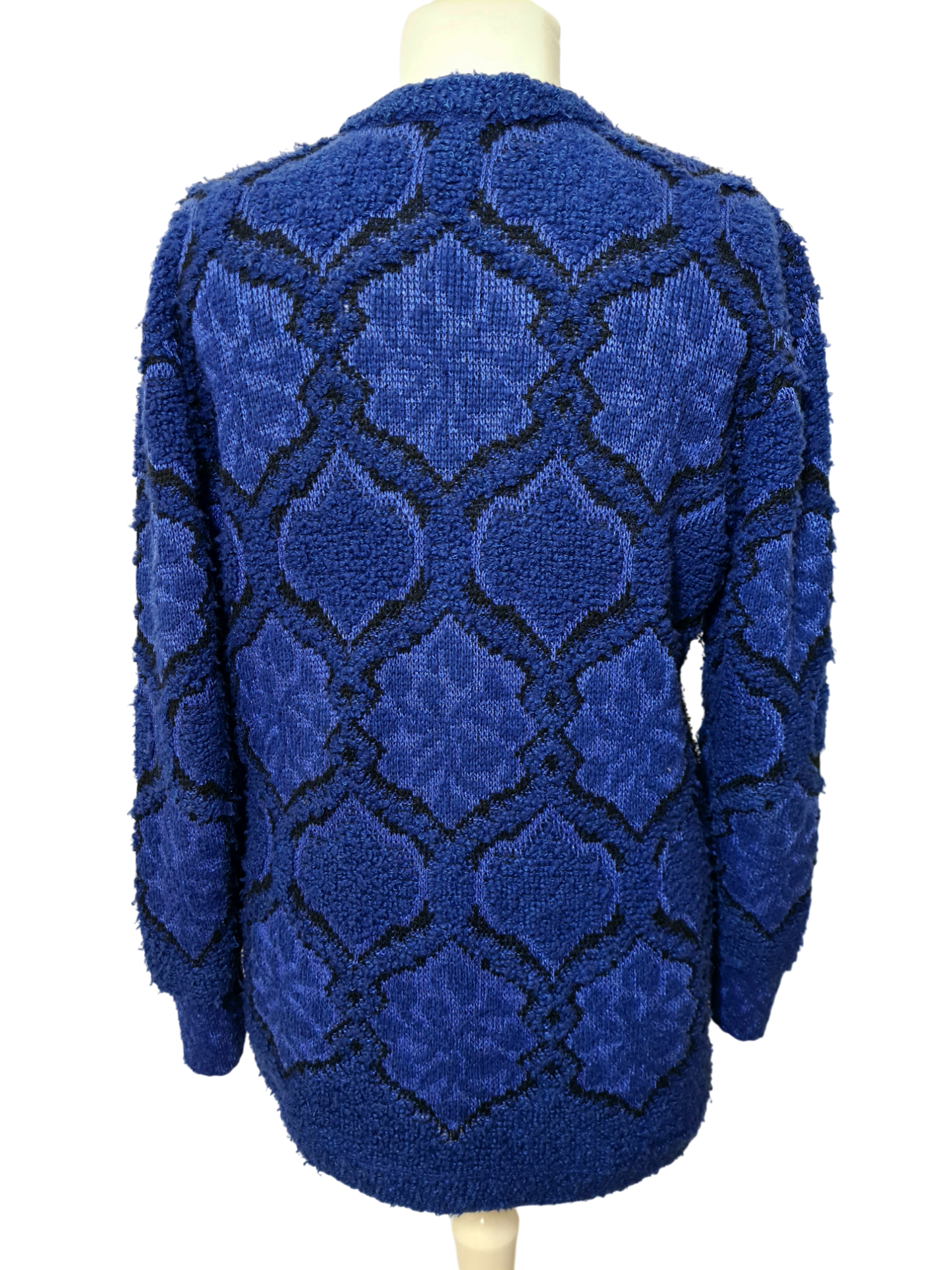Cardigan long femme bleu Pierre Cardin vintage des années 80 EMMAUS