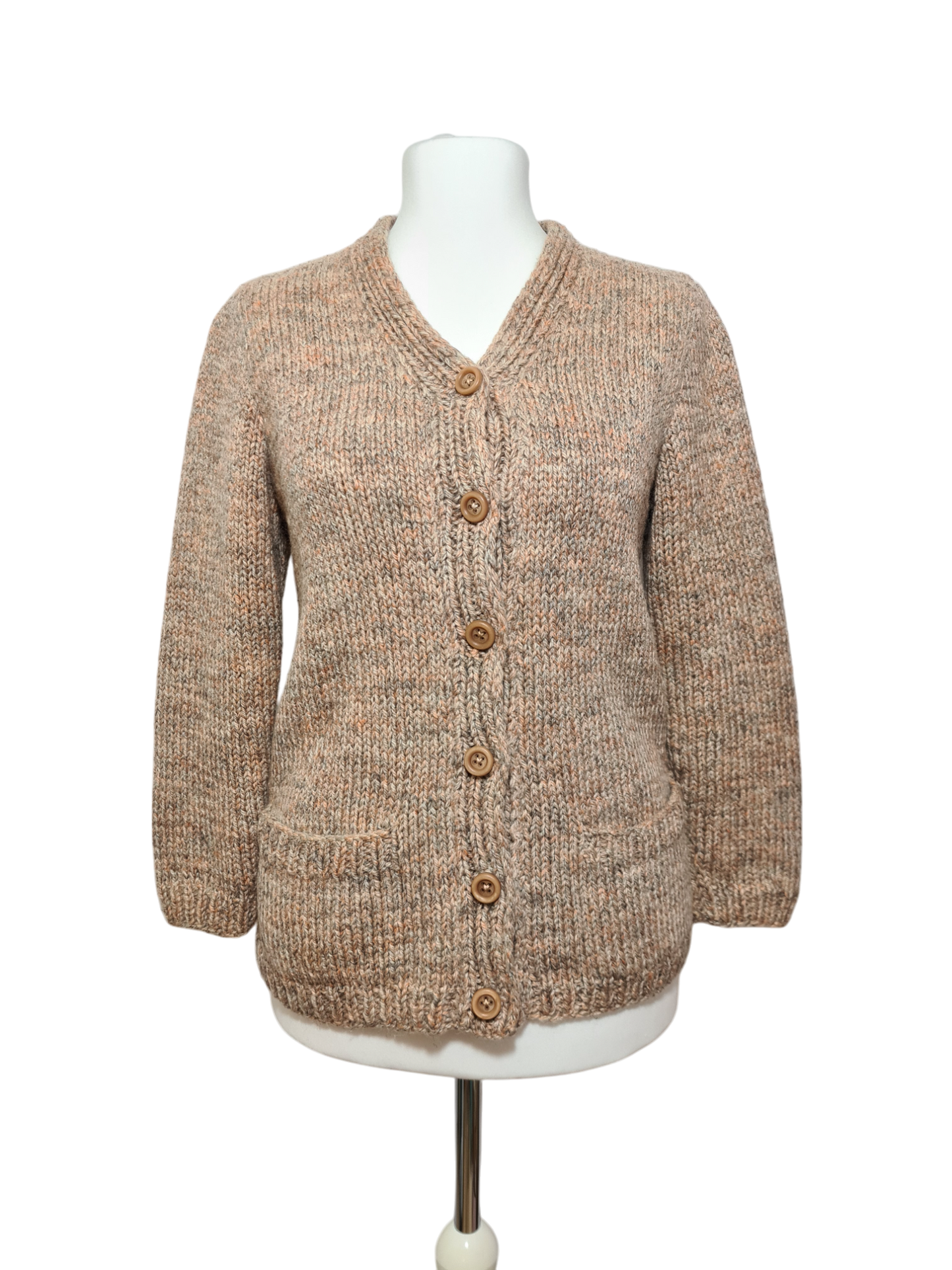 Gilet cardigan pull femme en laine mélangée tricotée des années 80-90 EMMAUS